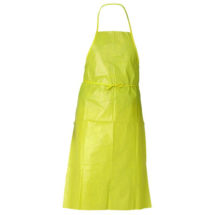 KleenGuard A70 Chemical Spray Protection Aprons, Polyethylene-Coated Fabric, One Size Fits Most, Yellow, 100/Carton (ANS97790)
