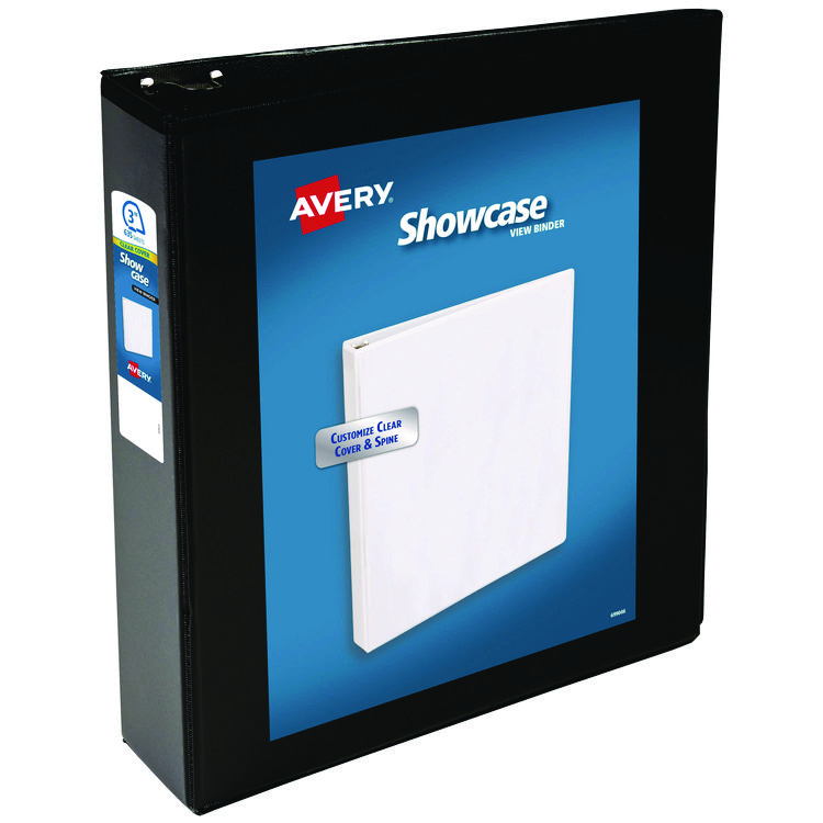 Avery Showcase Economy View Binders with Slant Rings, 3 Rings, 3" Capacity, 11 x 8.5, Black (AVE19750)
