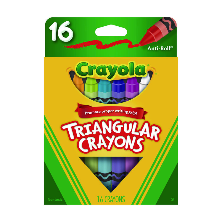 Crayola 16-Color Triangular Crayons, Assorted, 16/Box (CYO524016)