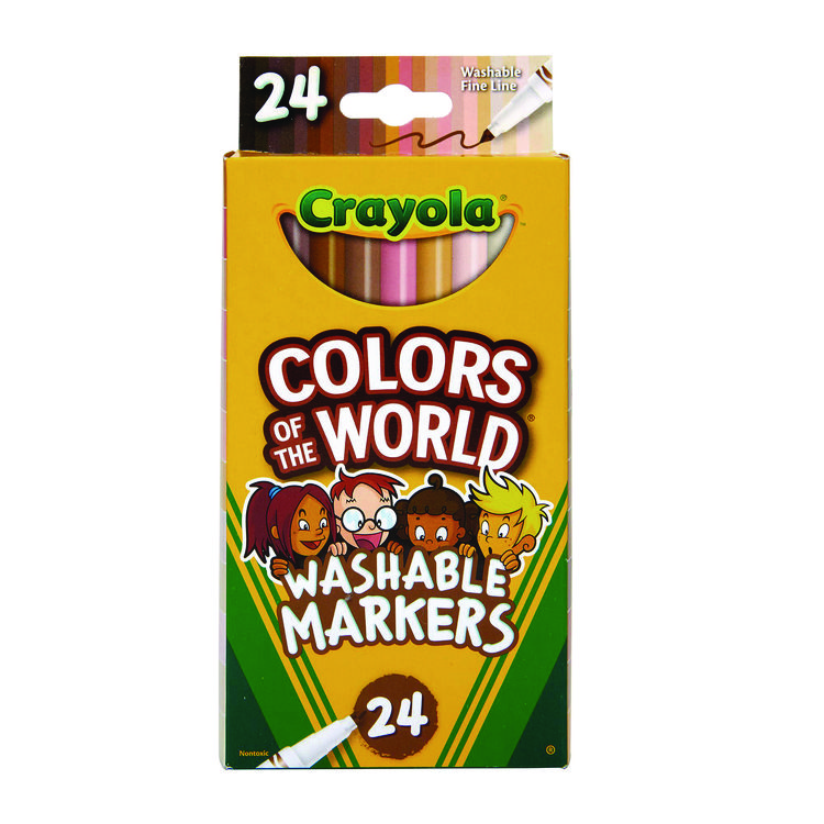 Crayola Colors of the World Washable Markers, Fine Bullet Tip, Assorted Colors, 24/Pack (CYO587810)