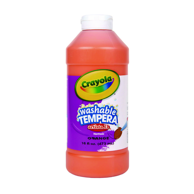 Crayola Artista II Washable Tempera Paint, Orange, 16 oz Bottle (CYO543115036)