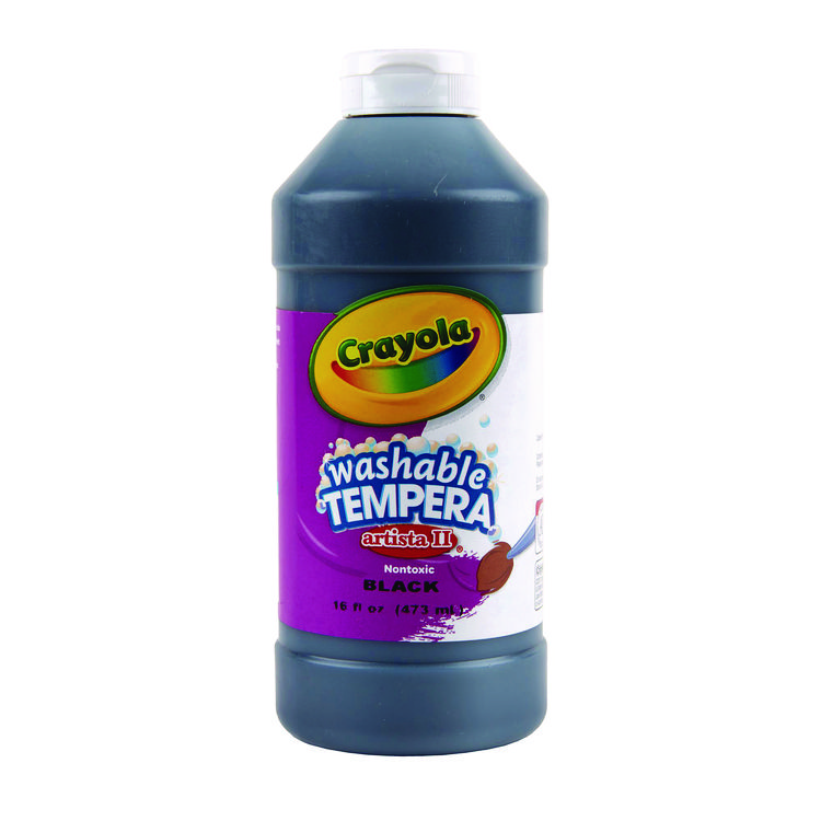 Crayola Artista II Washable Tempera Paint, Black, 16 oz Bottle (CYO543115051)