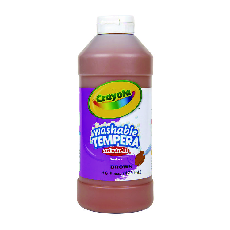 Crayola Artista II Washable Tempera Paint, Brown, 16 oz Bottle (CYO543115007)
