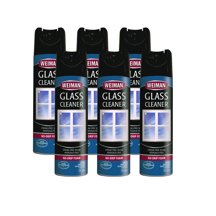 WEIMAN Foaming Glass Cleaner, 19 oz Aerosol Spray Can, 6/Carton (WMN10CT)