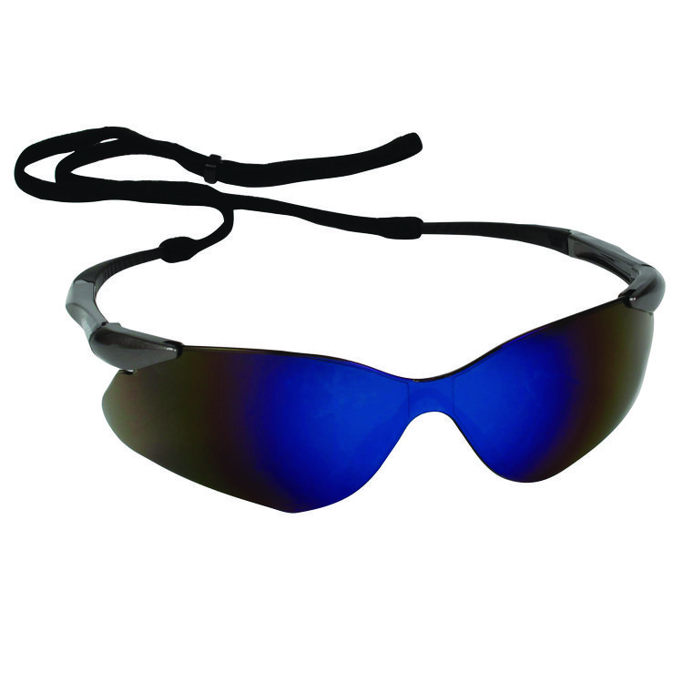 KleenGuard Nemesis Safety Glasses, Gunmetal Nylon Frame, Blue Polycarbonate Lens (ANS20471)