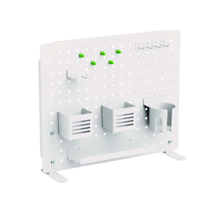 Kantek Pegboard Organizer, Three Compartments, 20.58 x 1 x 17, White, Steel (KTKPBS120W)