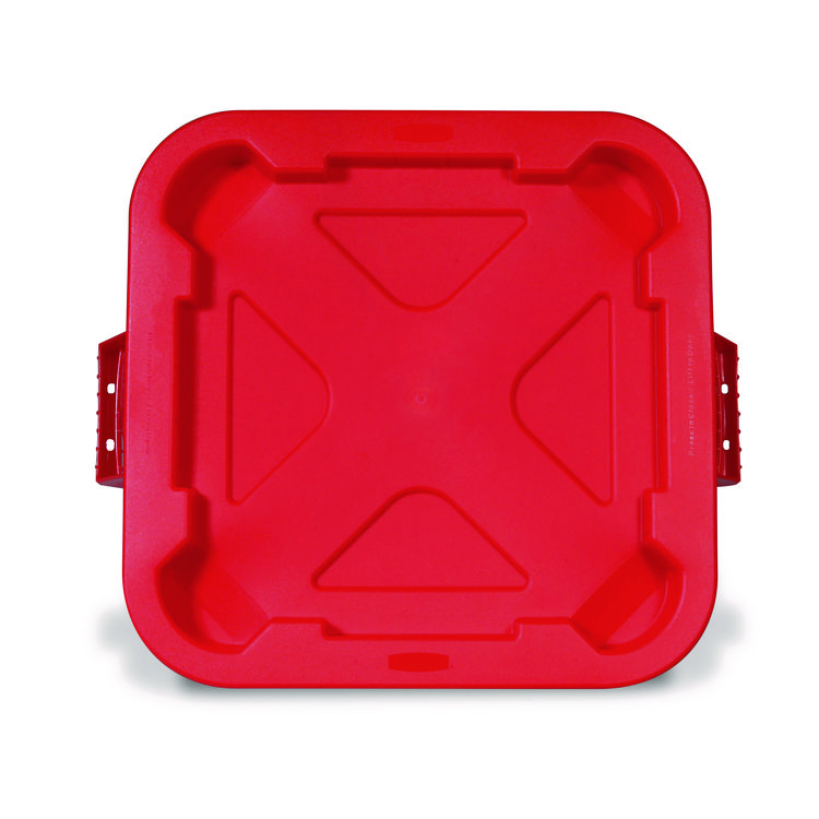 Rubbermaid Commercial Square BRUTE Lid, 21.88w x 21.88d x 2.13h, Red, 6/Carton (RCPFG352900RED)