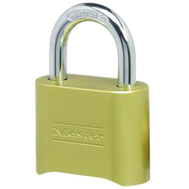 Master Lock Resettable Combination Padlock, 2" Wide, Brass (MLK175D)