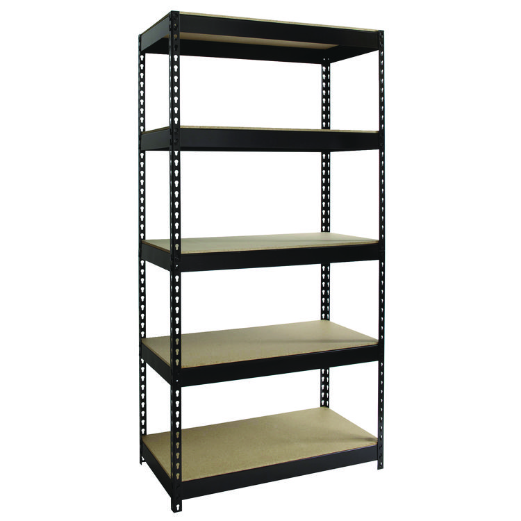 Alera Steel Shelving Unit with Particleboard Shelves, Five-Shelf, 36w x 18d x 72h, Steel, Black (ALESU721836P)