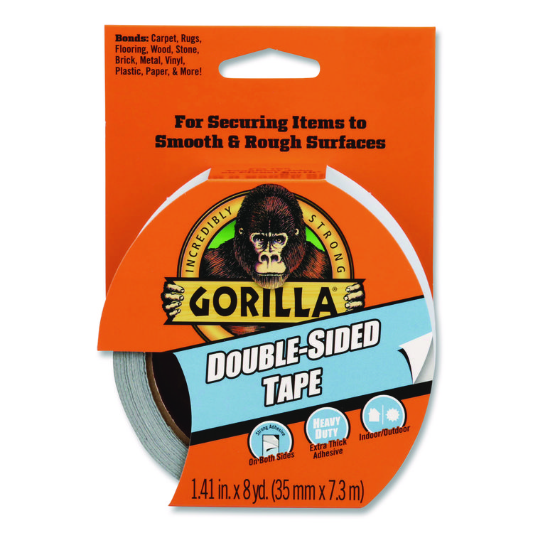 Gorilla Double-Sided Tape, 3" Core, 1.4" x 8 yds, Gray (GOR100925)