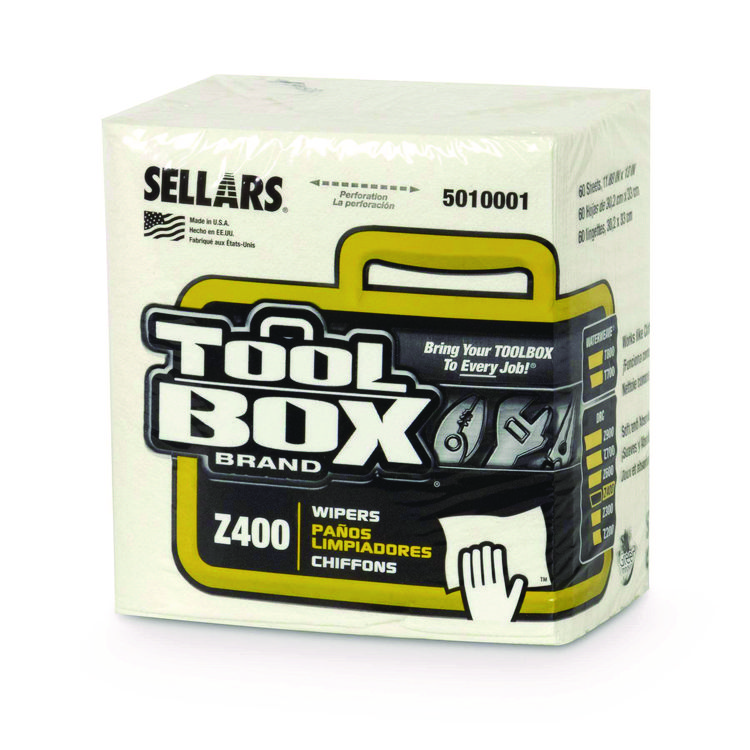 TOOLBOX Z400 Quarterfold Wipers, 1-Ply, 11.87 x 13, White, 12/Carton (SLR5010001)