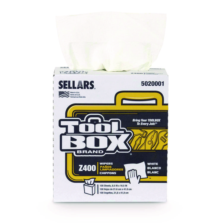 TOOLBOX Z400 Interfold Pop-Up Wipers, 1-Ply, 8.5 x 16.5, White, 8/Carton (SLR5020001)