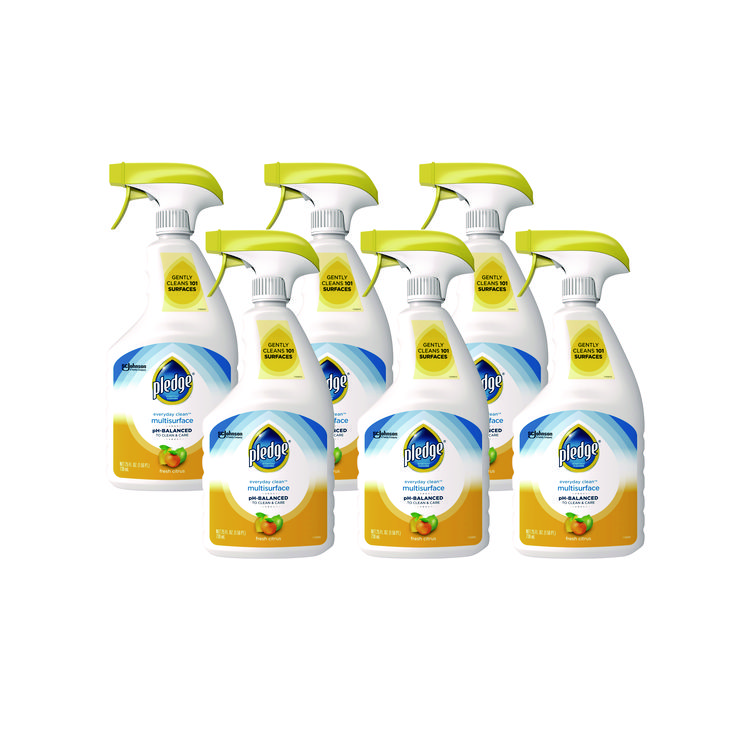 Pledge pH-Balanced Everyday Clean Multisurface Cleaner, Clean Citrus Scent, 25 oz Trigger Spray Bottle, 6/Carton (SJN336283)
