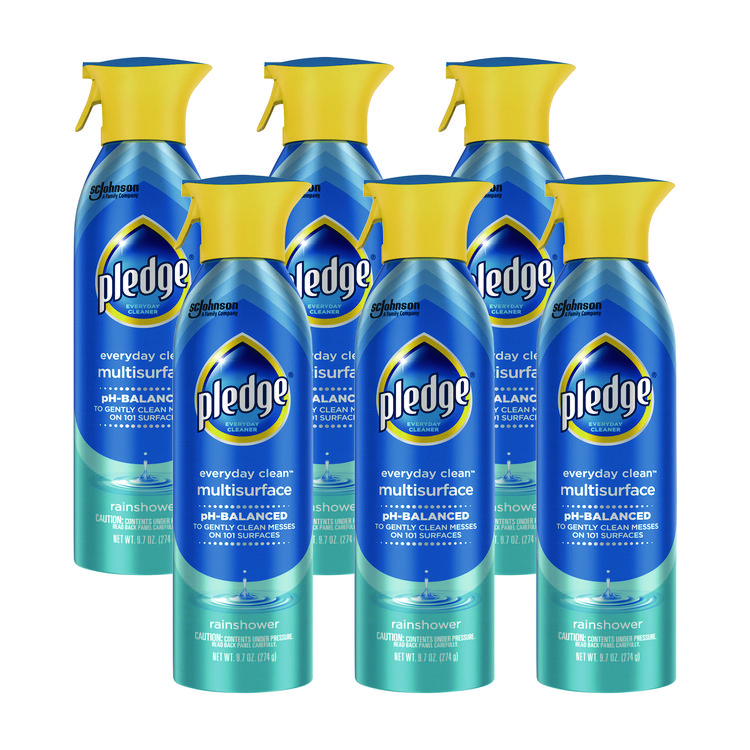Pledge Multi-Surface Everyday, Rainshower, 9.7 oz Aerosol Spray, 6/Carton (SJN336275)