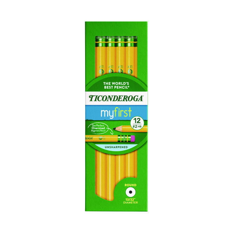 Ticonderoga Ticonderoga Beginners Woodcase Pencil with Eraser and Microban, HB (#2), Black Lead, Yellow Barrel, 12/Pack (DIX133080002)