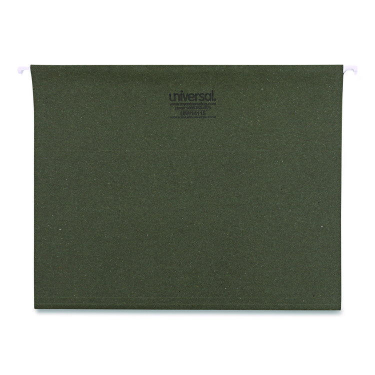Universal Hanging File Folders, Letter Size, 1/5-Cut, Standard Green, 25/Box (UNV14115)