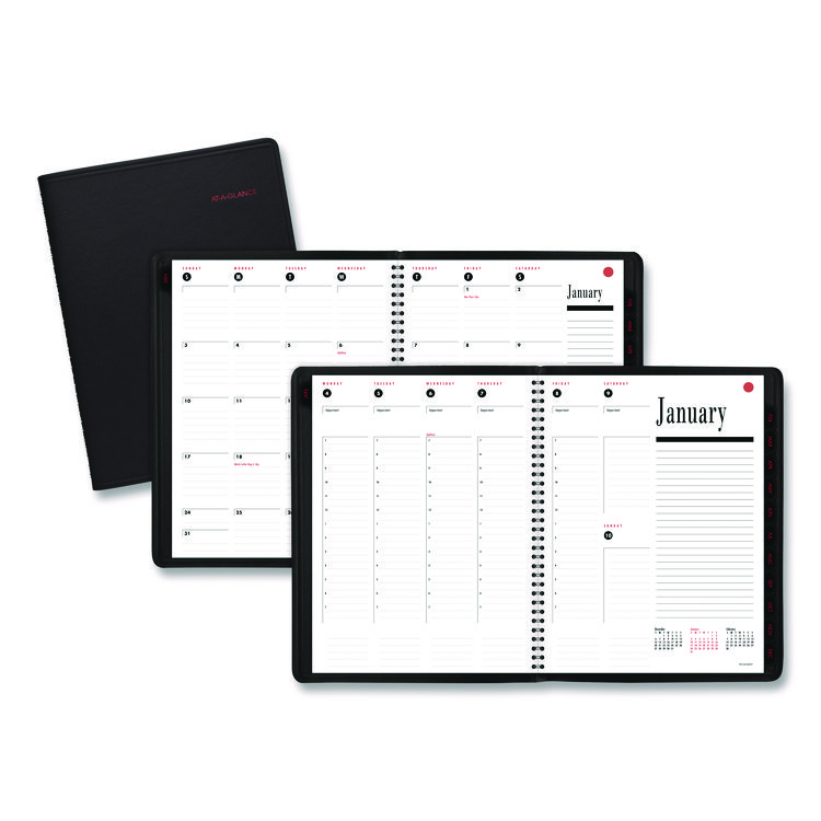 AT-A-GLANCE 800 Range Weekly/Monthly Appointment Book, 11 x 8.25, Black Cover, 12-Month (Jan to Dec): 2026 (AAG7086405)