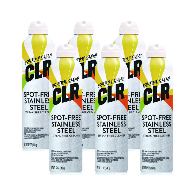 CLR Spot-Free Stainless Steel Cleaner, Citrus, 12 oz Can, 6/Carton (JELCSS12)