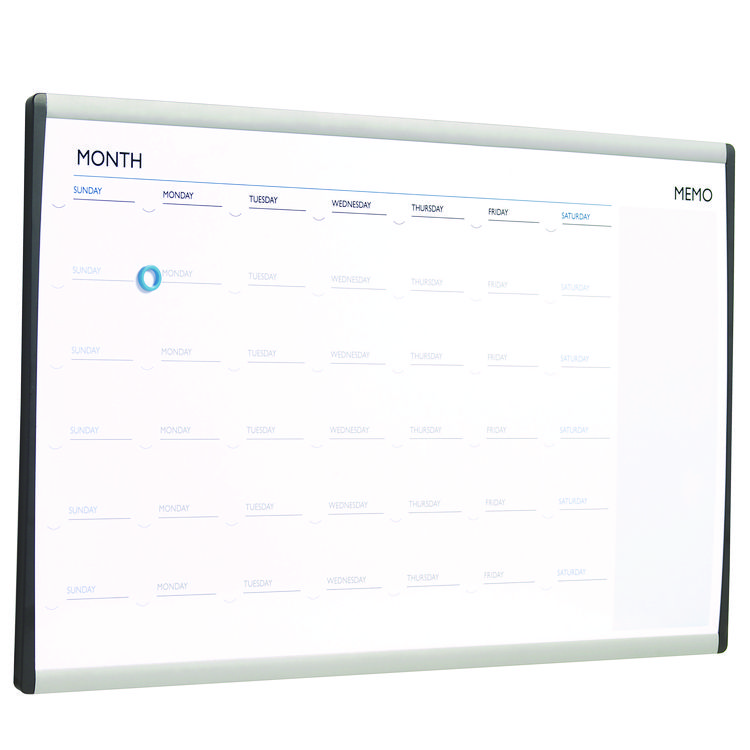 Quartet ARC Frame Cubicle Board, Monthly Planning/Scheduling Calendar, 30" x 18", White Magnetic Surface, Satin Aluminum Frame (QRTARCCP3018)