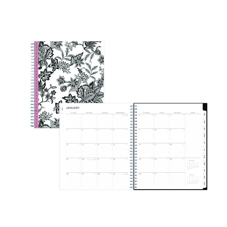 Blue Sky Analeis Monthly Planner, Floral Artwork, 10 x 8, White/Black/Coral Cover, 12-Month (Jan to Dec): 2026 (BLS100004)