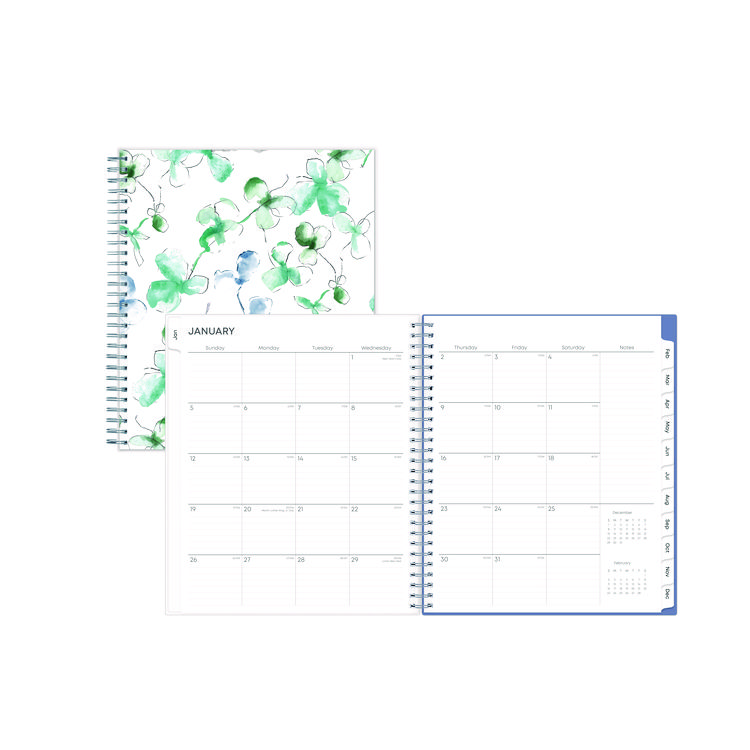 Blue Sky Lindley Monthly Planner, Floral Artwork, 10 x 8, White/Blue/Green Cover, 12-Month (Jan to Dec): 2026 (BLS101582)