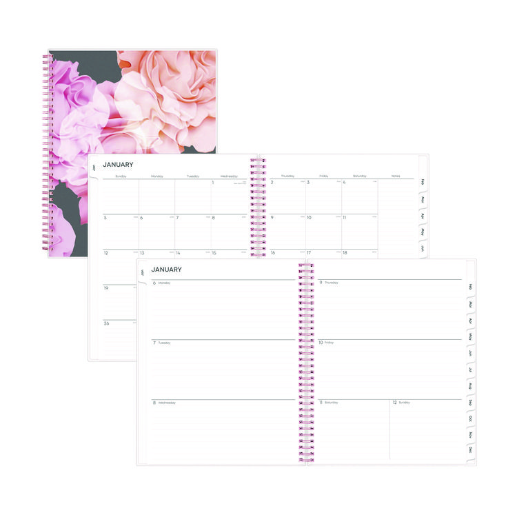 Blue Sky Joselyn Weekly/Monthly Planner, Floral Artwork, 11 x 8.5, Pink/Peach/Black Cover, 12-Month (Jan to Dec): 2026 (BLS110394)