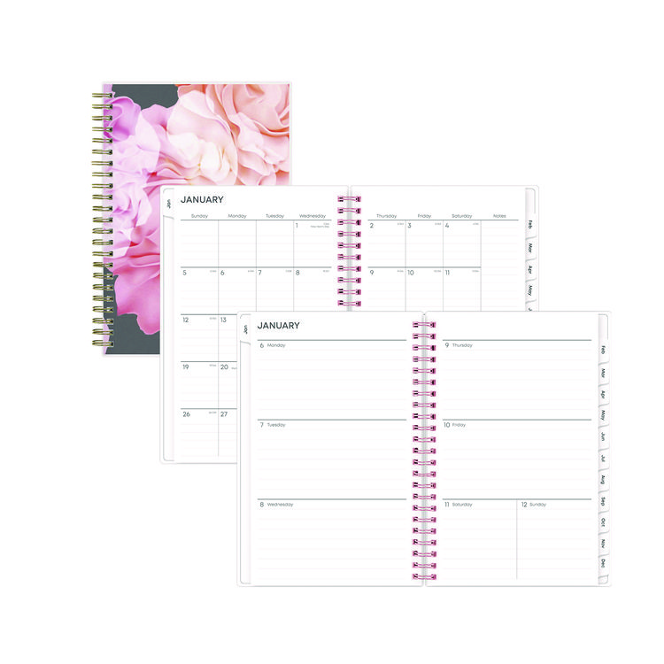 Blue Sky Joselyn Weekly/Monthly Planner, Floral Artwork, 8 x 5, Pink/Peach/Black Cover, 12-Month (Jan to Dec): 2026 (BLS110396)