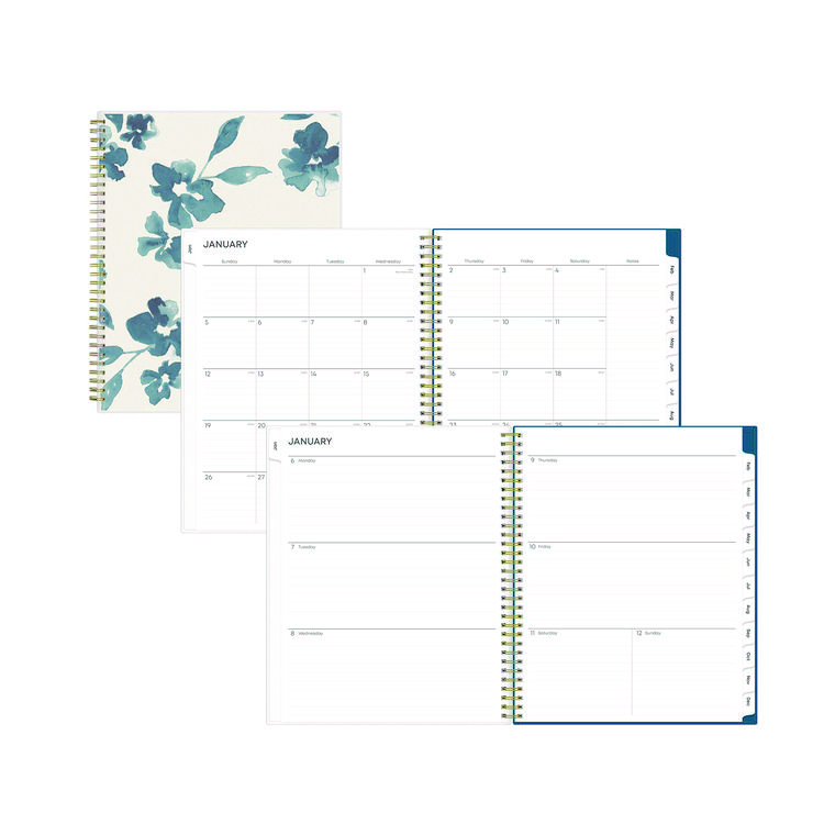 Blue Sky Bakah Blue Weekly/Monthly Planner, Floral Artwork, 11 x 8.5, Blue/White Cover, 12-Month (Jan to Dec): 2026 (BLS137261)