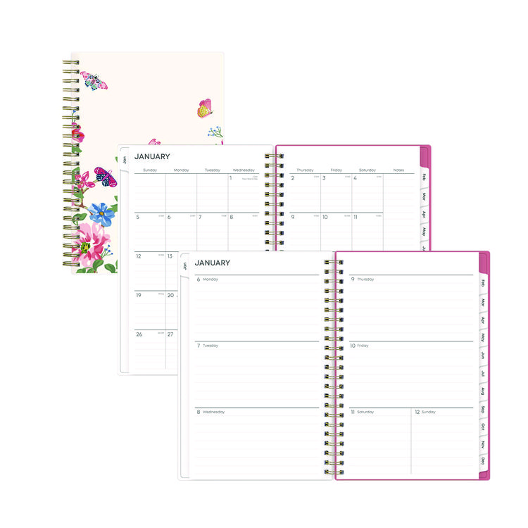 Blue Sky Fly By Frosted Weekly/Monthly Planner, Butterflies Artwork, 8 x 5, Blush/Pink Cover, 12-Month (Jan to Dec): 2026 (BLS140196)