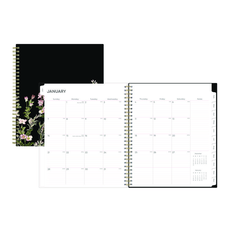 Blue Sky Nevaeh Monthly Planner, Floral Artwork, 10 x 8, Black/Multicolor Cover, 12-Month (Jan to Dec): 2026 (BLS143947)