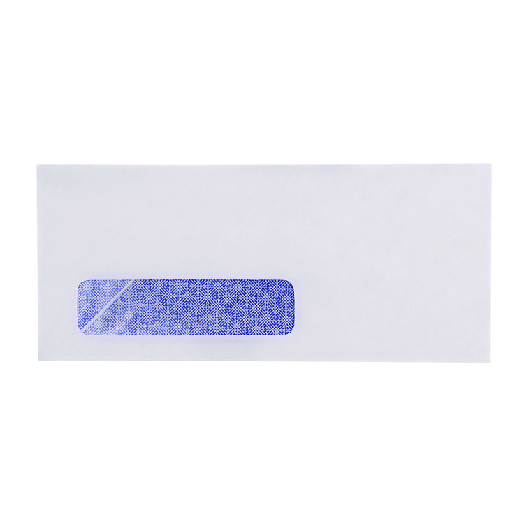 Universal Open-Side Security Tint Business Envelope, 1 Window, #10, Commercial Flap, Gummed Closure, 4.13 x 9.5, White, 500/Box (UNV35203)