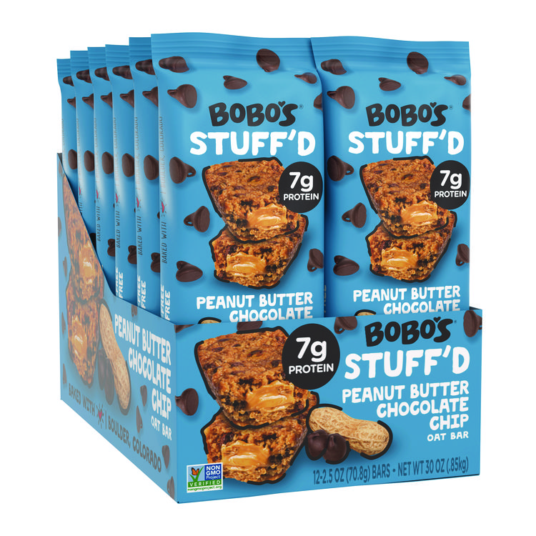 Bobo's Stuff'D Peanut Butter and Chocolate Chip Oat Bar, 2.5 oz Bar, 12/Box (BBO00104)