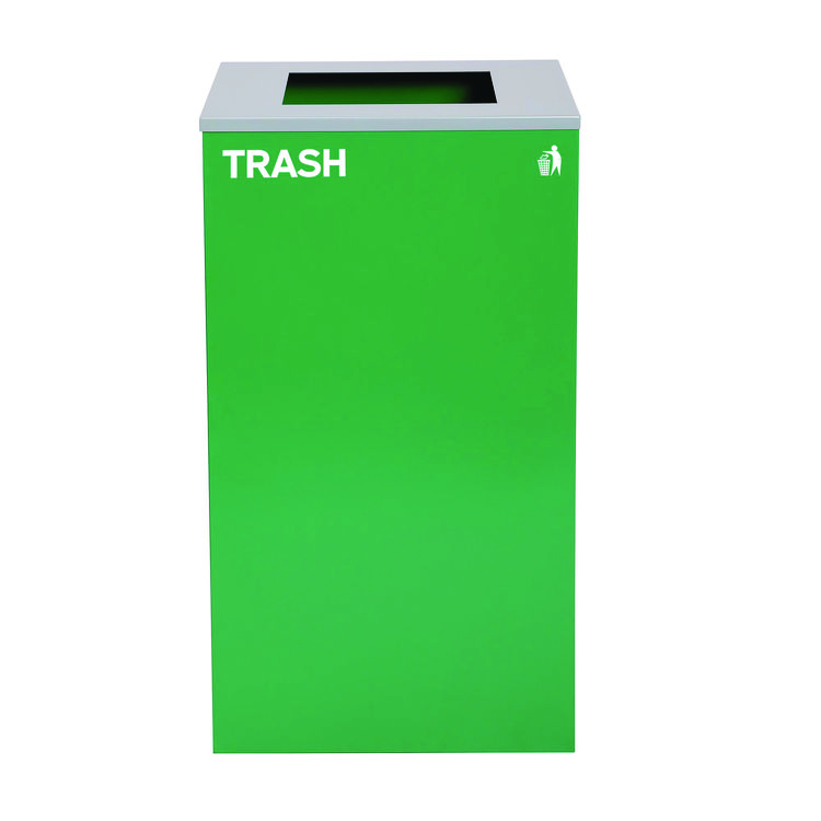 ALPINE INDUSTRIES 29 Gallon Trash/Recycling Cans, Steel, Green Trash Can with Square Lid (ALH4450KITGRNST)