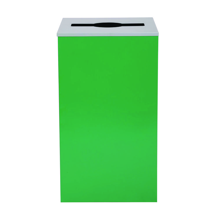 ALPINE INDUSTRIES 29 Gallon Trash/Recycling Cans, Steel, Green Can with Mixed Lid (ALH4450KITGRNM)