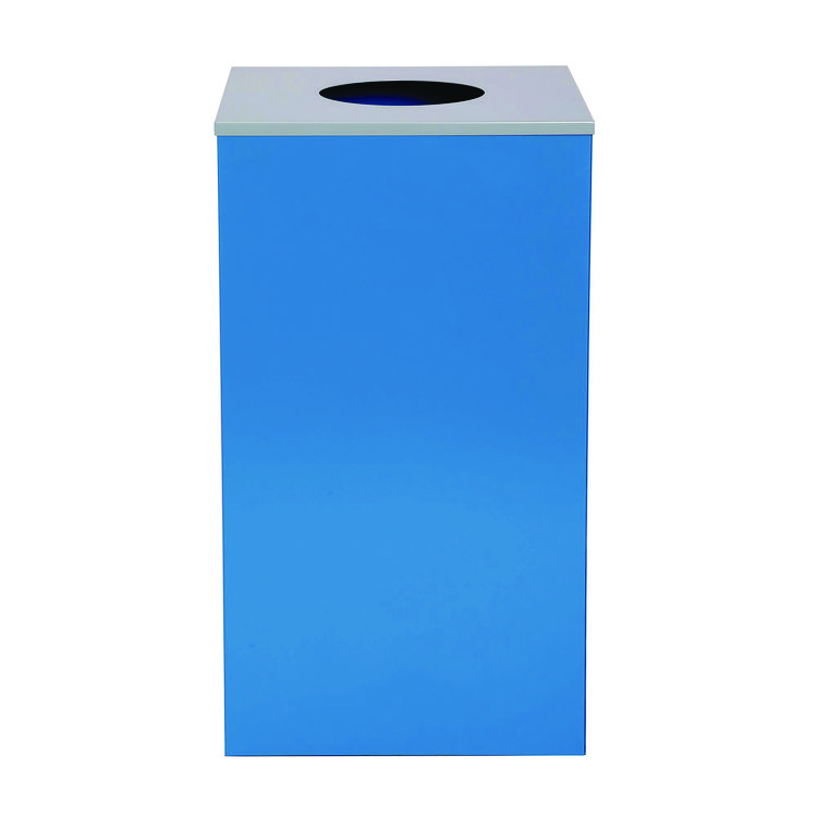 ALPINE INDUSTRIES 29 Gallon Trash/Recycling Cans, Steel, Blue Can with Circle Lid (ALH4450KITBLUC)