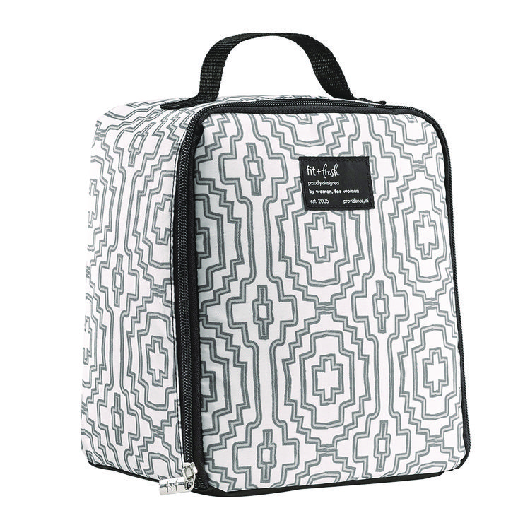FIT & FRESH INC Lunch Bag, 8 x 6 x 10, Black and White Geometric (FAF7613FF3242)