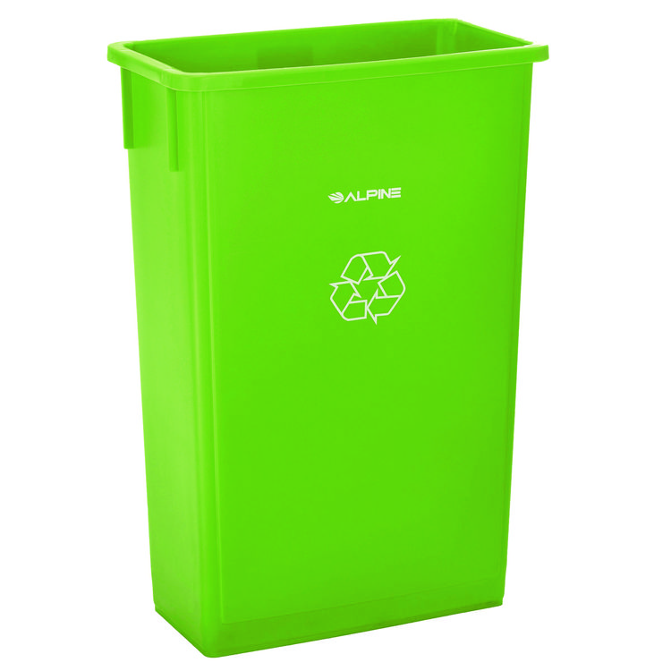 ALPINE INDUSTRIES Slim 23 Gallon Recycling Bin, Plastic, Lime Green (ALHALP477LGRN)