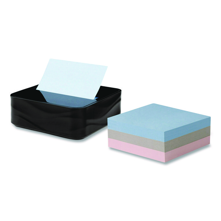Post-it Pop-up Notes Wave Design Dispenser with Notes, For 3 x 3 Pads, Includes (3) 90-Sheet Simply Serene Collection Colors Pop-up Pads, Black (MMMWAVE330BKVP)