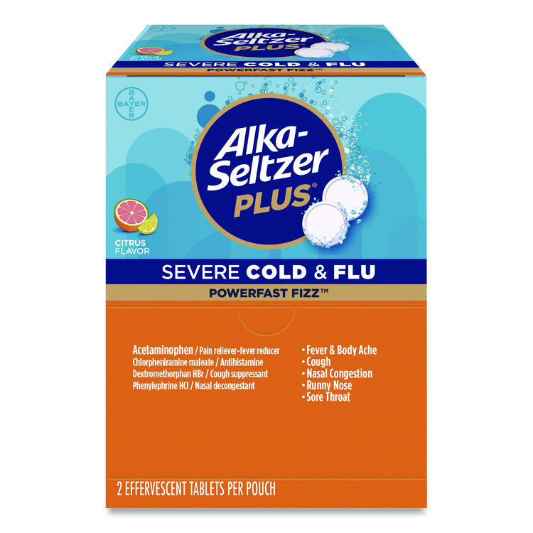 Alka-Seltzer Plus PowerFast Fizz Sever Cold and Flu Effervescent Tablet, 2 Tablets/Pouch, 30 Pouches/Box (PFY97319)