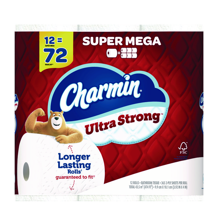 Charmin Ultra Strong Bathroom Tissue, Septic Safe, 2-Ply, White, 363 Sheets/Roll, 12 Rolls/Pack (PGC04311)
