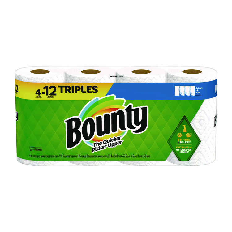 Bounty Select-a-Size Kitchen Roll Paper Towels, 2-Ply, 11 x 5.9, White, 135 Sheets/Roll, 4 Rolls/Pack (PGC06134)
