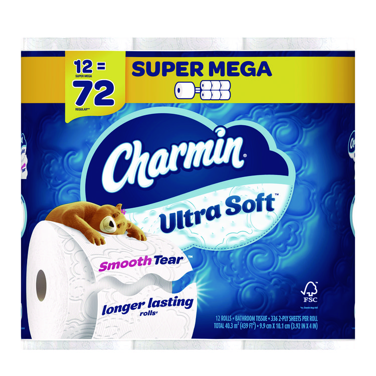 Charmin Ultra Soft Bathroom Tissue, Septic Safe, 2-Ply, White, 336 Sheets/Roll, 12 Rolls/Pack (PGC08471)
