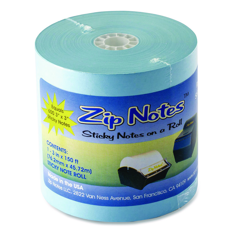 ZIP NOTES, LLC Dispenser Refill Roll, Unruled, Approx: 600 3 x 3 Sheets, 3" x 150 ft Roll, Blue (VCT0025)