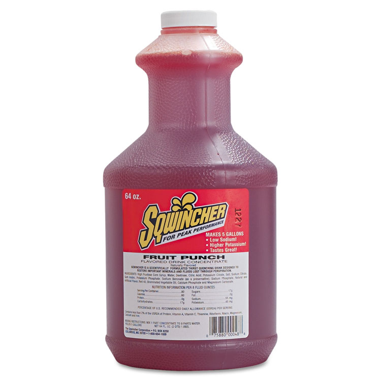 Sqwincher Liquid Concentrate Electrolyte Drink, Fruit Punch, 64oz Bottles, 6/Carton (SQW030325FP)