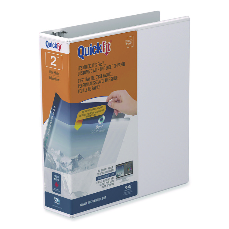 Stride QuickFit D-Ring View Binder, 3 Rings, 2" Capacity, 11 x 8.5, White (STW87030)
