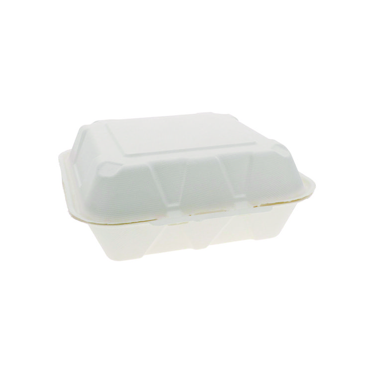 Pactiv Evergreen EarthChoice PFAS Free Compostable Hinged Lid Container, 9 x 9 x 3, White, Sugarcane, 150/Carton (PCTYMCH0901BB)