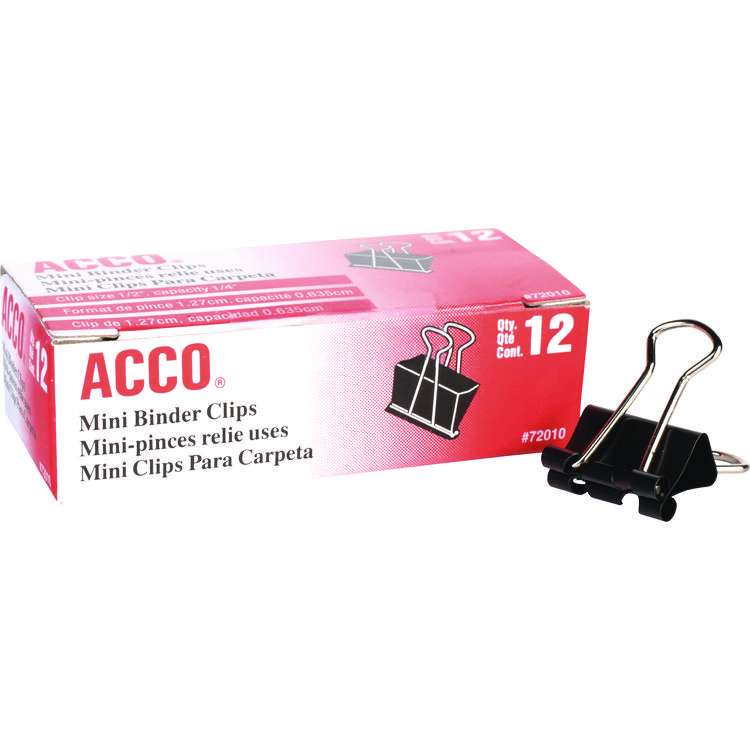 ACCO Binder Clips, Mini, Black/Silver, Dozen (ACC72010)