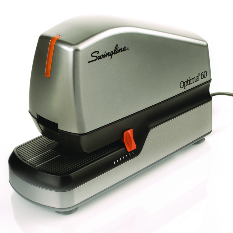 Swingline Optima 60 Electric Stapler, 60-Sheet Capacity, Silver/Black/Orange (SWI48210)