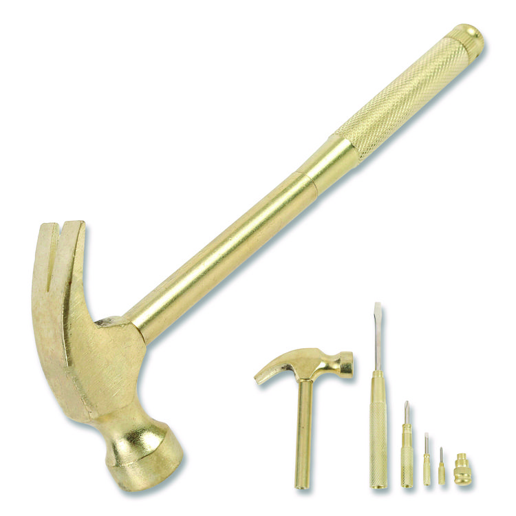 Great Neck 5-in-1 Carpenter's Hammer with Nesting Handle Containing Four Screwdrivers, 6.5" Long Gold Handle (GNS19006)