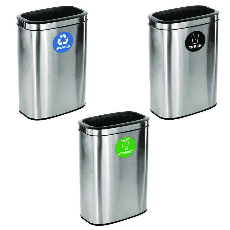 ALPINE INDUSTRIES 10.5 Gallon Recycle, Trash and Compost Combo Station, Brushed Stainless Steel (ALH47040LRTCO)